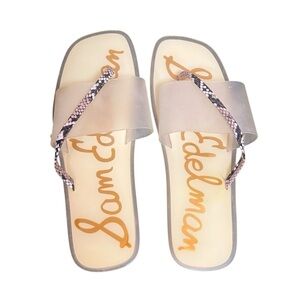 Sam Edelman Luciana Slide On Flat Jelly Sandals Snakeskin Strappy Women’s Size 8